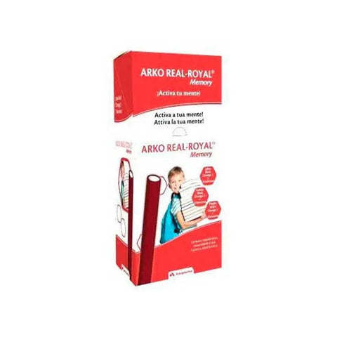 Arkoreal Memory Jelly with Vitamin and Omega-3 in cola flavor, 50 bars, from Arkopharma, displayed in a box with colorful packaging.