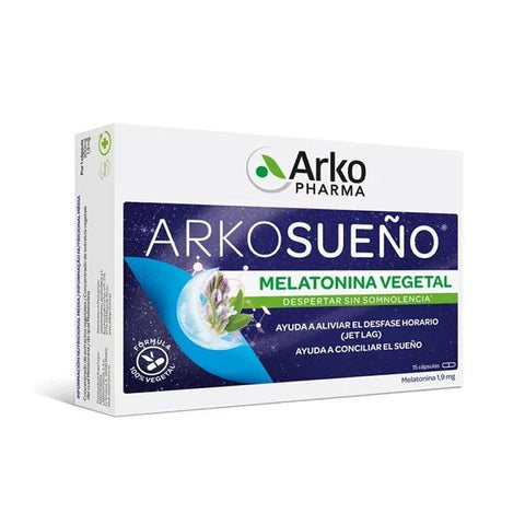 Arkopharma Melatonin 19 mg capsules by Jag Couture London—15 capsules for sleep support, shown in a clear blister pack.