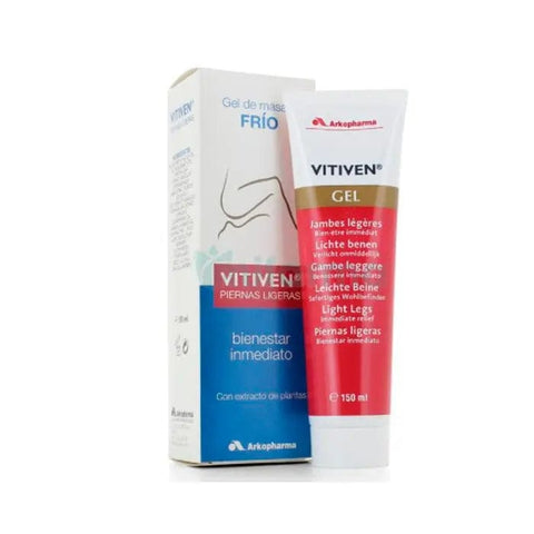 Arkopharma Vitiven Cold Leg Gel in 150ml tube, designed to soothe and cool tired legs with natural ingredients.