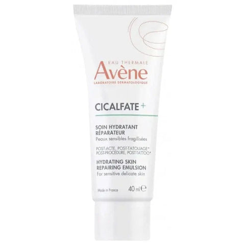 Avène Cicalfate Repairing Moisturising Emulsion 40ml in a tube, designed to soothe and restore sensitive skin.