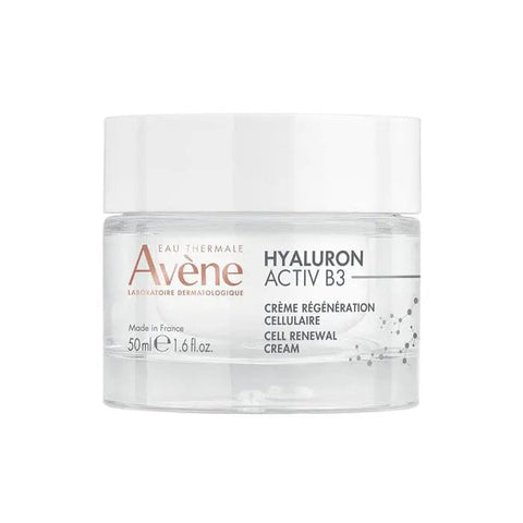 Avene Hyaluron Activ B3 Cell Regenerating Cream in a 50ml jar with a sleek design, showcasing the skincare product from Jag Couture London - New York.