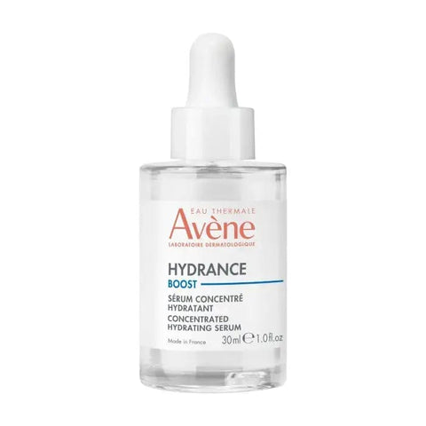 Avène Hydrance Boost Serum Concentrate 30ml by Jag Couture London - New York, featuring clear bottle with dropper and serum inside.