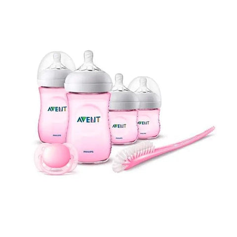 Pink Avent newborn gift set by Jag Couture London - New York, 6-piece collection with baby essentials for newborns.