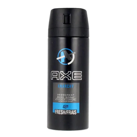 Axe Anarchy deodorant spray in a 150ml bottle by Jag Couture London New York, with black and red packaging.