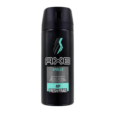 Axe Apollo deodorant spray in a 150ml bottle by Jag Couture London New York, shown in a sleek, modern design.