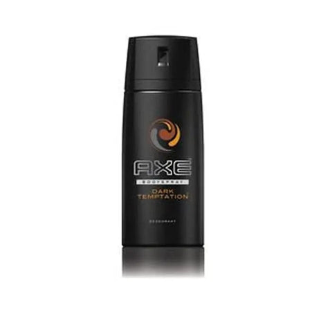 Axe Dark Temptation travel deodorant spray by Jag Couture London New York, 35ml bottle with dark packaging and branding.