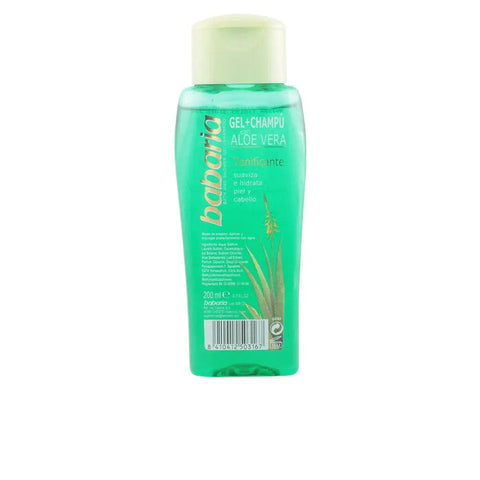 Jag Couture London New York Babaria Aloe Vera Shampoo and Gel 200ml bottle, featuring clear packaging and green aloe vera branding