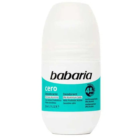 Jag Couture London New York Babaria Deodorant Roll-On Cero 50ml, clear bottle with white cap and roll-on applicator.