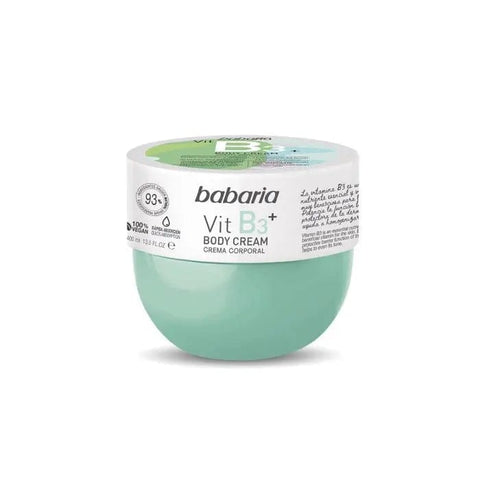 Jag Couture London New York Babaria Vitamin B3 Body Cream 400ml jar with smooth, creamy texture and vibrant packaging.