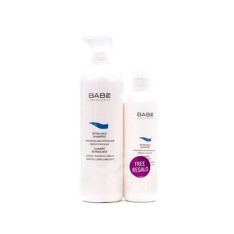 Jag Couture London Babe Extrasoft Shampoo 500ml set with two bottles, showcasing the gentle, nourishing shampoo for soft hair.