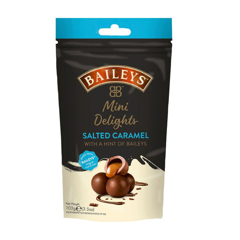 Mini milk chocolate delights with salted caramel flavor in a pouch, by Baileys and Jag Couture London - New York.