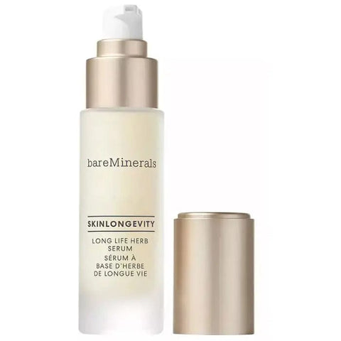 BareMinerals Skinlongevity Vital Power Serum in 30ml bottle, featuring sleek packaging and a modern design by Jag Couture London New York.