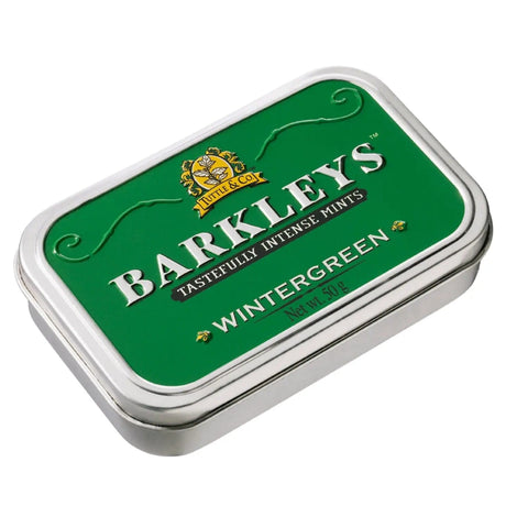 Jag Couture London - New York Barkleys classic wintergreen mints in a luxurious tin, showing the sleek metal container and mint candies inside.