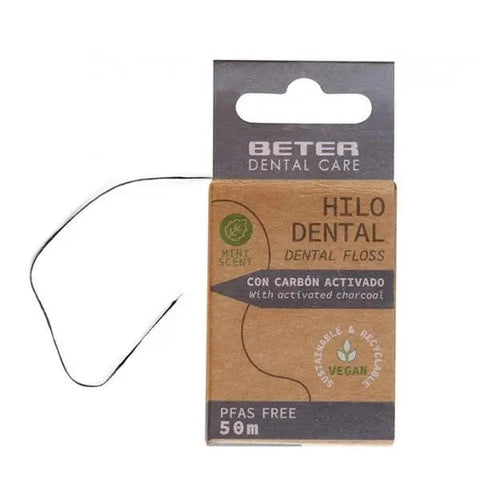 Jag Couture London - New York Beter Hilo Dental Carbon Activado 50 m, natural activated charcoal dental floss in a single unit