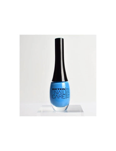 Jag Couture London Indigo Moon Beter Nail Care Youth Color 11ml bottle showing deep indigo nail polish in a sleek container.