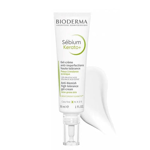 Bioderma Sebium Kerato+ Gel-Cream in 30ml tube, skincare product for oily and acne-prone skin, by Jag Couture London New York