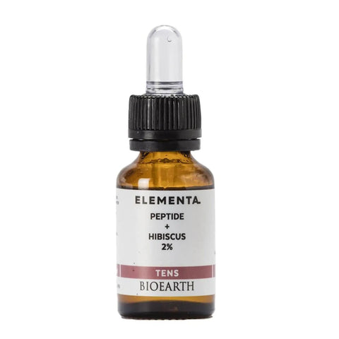 Bioearth Elementa Concentrado Tens Peptidos Hibiscus 15ml by Jag Couture London showcasing the skincare serum bottle with hibiscus extract.