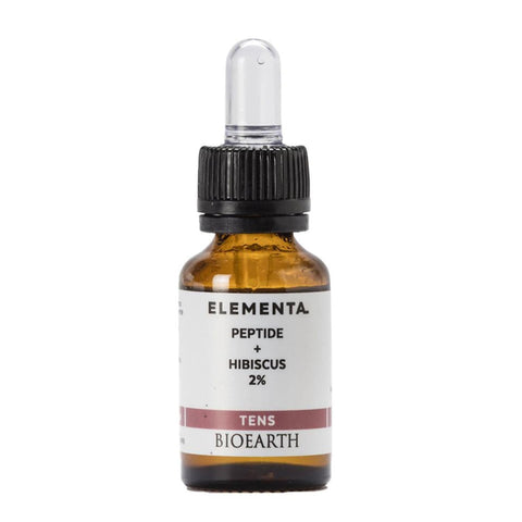 Bioearth Elementa Concentrado Tens Peptidos Hibiscus serum in a 15ml bottle, by Jag Couture London New York.