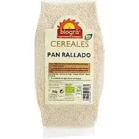 Biográ Pan Rallado 250g from Biogra Bio, displayed in a clear package with branding, ideal for breading and cooking.
