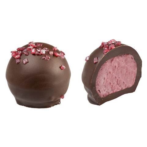 Dark chocolate blueberry truffle by Jag Couture London, featuring fresh blueberry cream in a 13g treat.