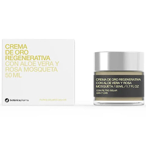 Botanicapharma Regenerating Gold Cream with SPF 15 by Jag Couture London, 50ml jar with luxurious gold design.