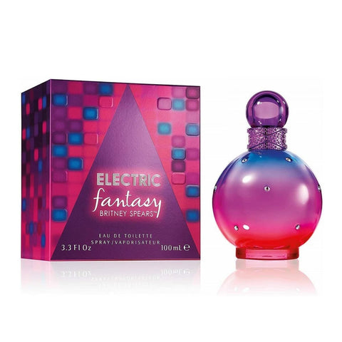 Britney Spears Electric Fantasy Eau de Toilette 100ml spray by Jag Couture London featuring a sleek fragrance bottle with vibrant design.