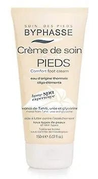 Byphasse Home Spa Experience Crema Confort for feet, 150ml, featuring a soothing cream in a white jar with a blue lid.