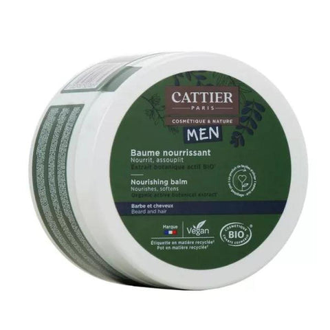 Cattier Paris Cattier Homme Balsamo Nutritivo in 90g jar, nourishing men's skincare product with natural ingredients.