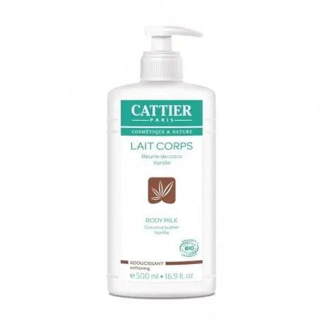 Cattier Paris Cattier Leche Corporal Suavizante 500ml bottle, moisturizing body milk with natural ingredients.