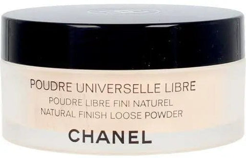 Chanel Poudre Universelle Libre Natural Finish Loose Powder in shade 20 Clair, 30g, with open powder container and brush applicator.