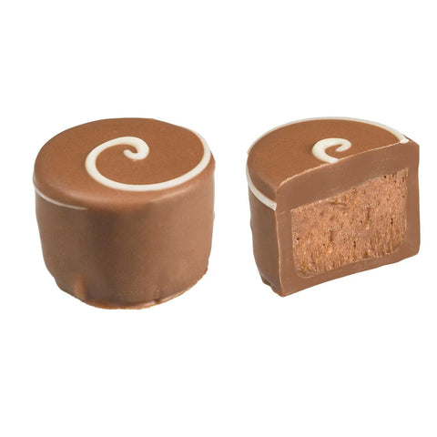 Jag Couture London Chianti milk chocolate with milk ganache and distilled wine, 22g, showcasing the elegant chocolate piece.