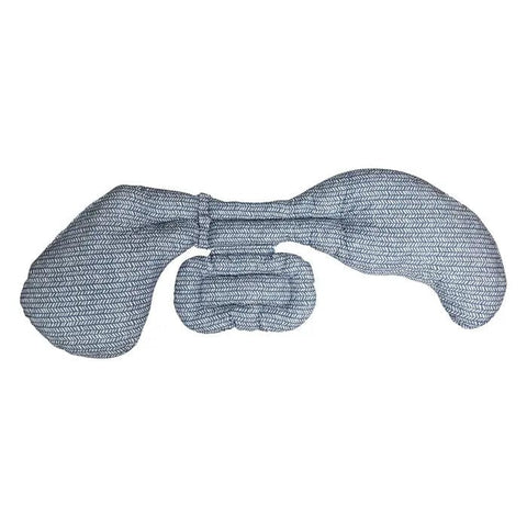 Chicco Boppy pregnancy pillow in navy, total body support pillow by Jag Couture London - New York, shown in a cozy bedroom setting.