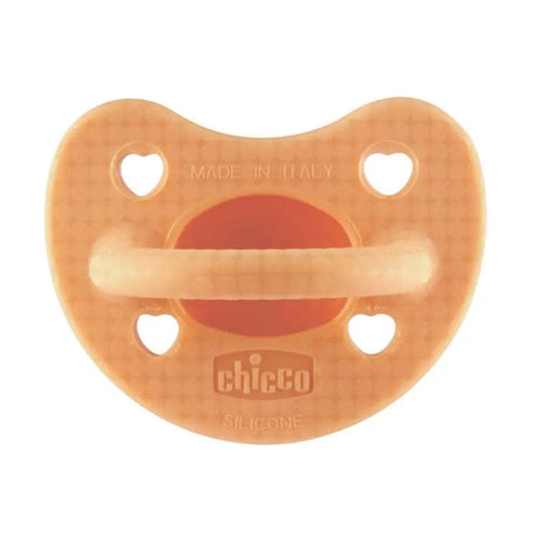 Chicco Physioforma Luxe baby pacifier for 2-6 months in orange, designed for comfort and soothing.