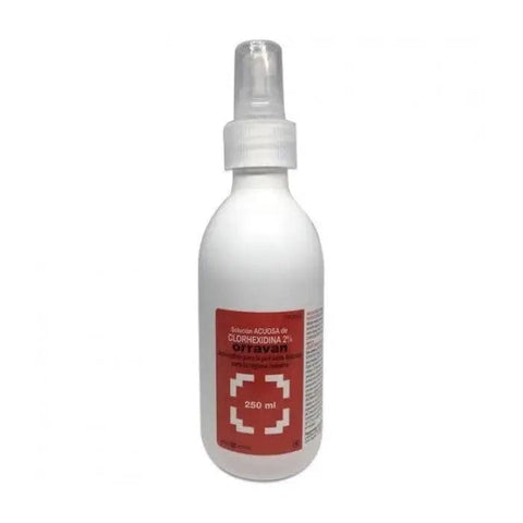 Bottle of Jag Couture London Chlorhexidine 2% Alcoholic Solution in 250ml size, with label and cap visible.