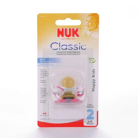 Latex Nukete T2 pacifier by Nuk in a single unit, featuring a comfortable design for infants, from Jag Couture London New York.