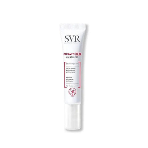 Jag Couture London New York Cicavit DM+ Scars 15g tube, skincare product for scar treatment, with a white and silver packaging design.