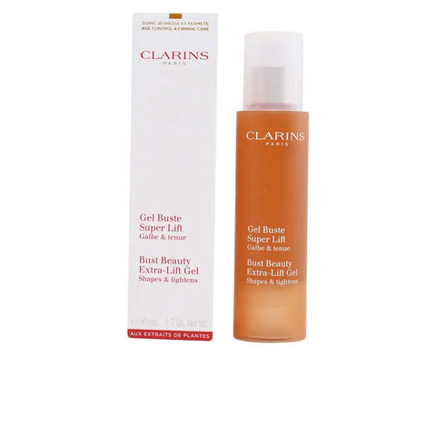 Clarins Bust Beauty Extra Lift Gel in 50ml jar, designed to enhance firmness and support for the bust area.