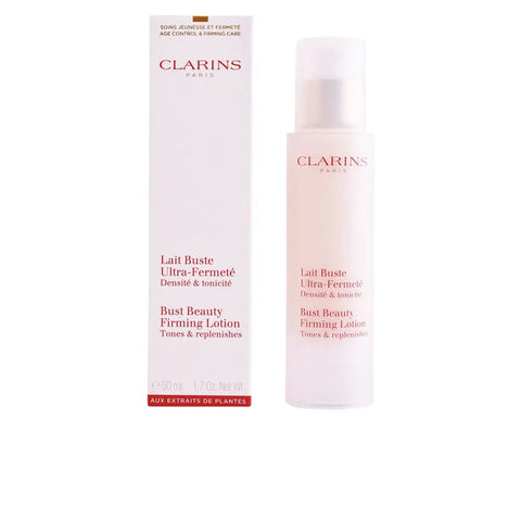 Clarins Bust Beauty Firming Lotion 50ml by Jag Couture London-New York, showing the product bottle with branding and label.