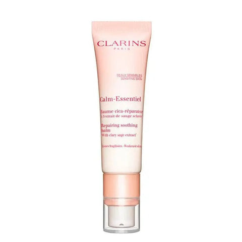 Jag Couture London New York Clarins Calm-Essentiel soothing repairing balm 30ml jar with a white lid and minimalist design.