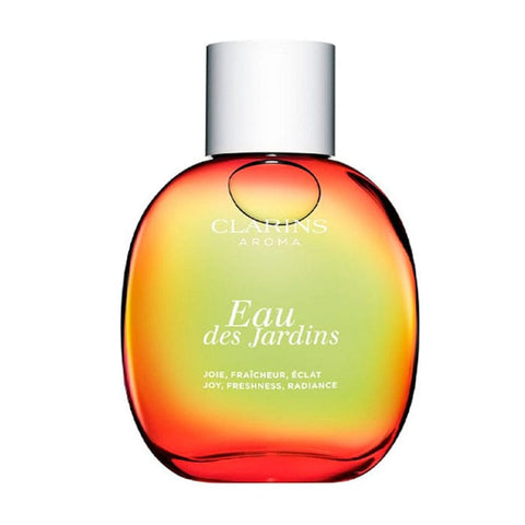 Clarins Eau De Jardines Water Treatment Spray 100ml, a refreshing botanical mist in a sleek spray bottle.