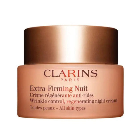 Clarins Extra-Firming Night Cream for all skin types in 50ml jar, featuring a luxurious skincare formula.