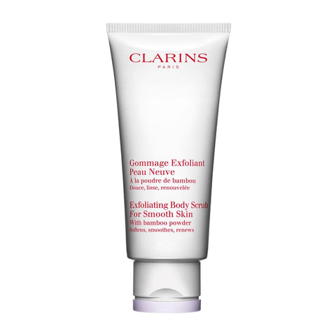 Clarins Gommage Exfoliante Cuerpo by Jag Couture London - New York, 200ml bottle with exfoliating body scrub visible in the image.