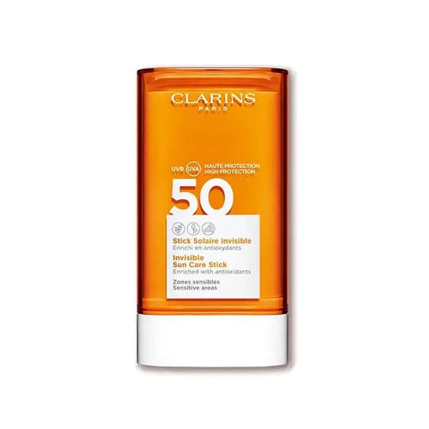 Clarins Invisible Sun Stick SPF 50 from Jag Couture London - New York, 17g, featuring a sleek sunscreen stick with broad-spectrum protection.
