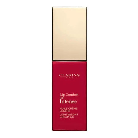 Clarins Lip Comfort Oil Intense 07 Intense Red from Jag Couture London - New York, glossy red lip oil in a sleek tube.