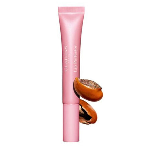 Clarins Lip Perfector Soft Pink Glow 12ml, glossy lip balm by Jag Couture London New York with soft pink finish.
