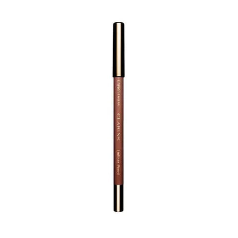 Jag Couture London New York Clarins Lipliner Pencil 02 Nude Beige, close-up of the beige lip liner pencil showing branding and product details.