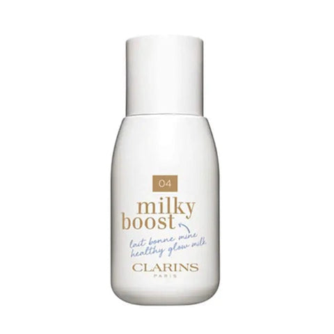 Clarins Milky Boost 04 Milky Auburn hair dye bottle, 50ml, with packaging details visible in the image.