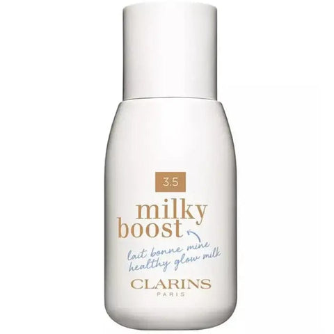 Clarins Milky Boost 3.5 skincare product in a 50ml bottle, displayed with branding from Jag Couture London - New York.