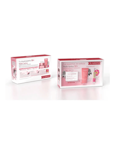 Three jars of Clarins Multi-Active Day Cream for all skin types, 50ml each, shown in a set from Jag Couture London - New York.