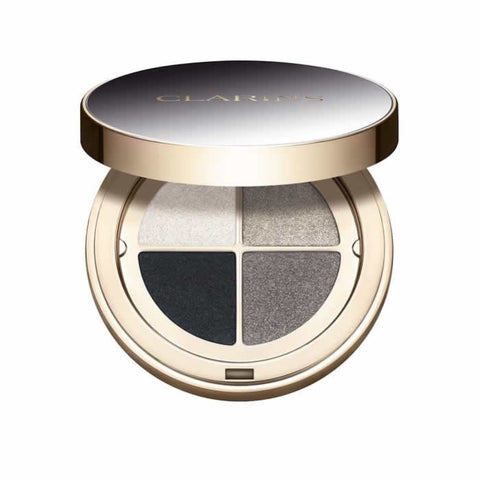 Clarins Ombre 4-Colour Eyeshadow Palette in Amber Gradation with four shades, shown open with eyeshadow pans visible.